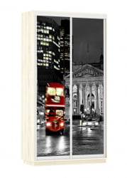 Шкаф-купе с фотопечатью Экспресс Дуо 1200х2400h Лондон/Дуб сонома