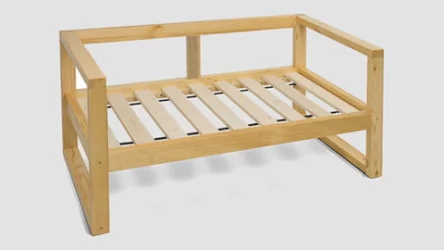 Диван с деревянными ножками двухместный DEmoku Д-2 бежевый-натуральный