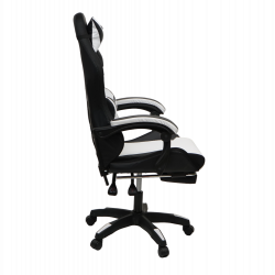 Кресло 908 KINGQUEEN цвет черный/белый с массажем и подсветкой 908-black-white-mass