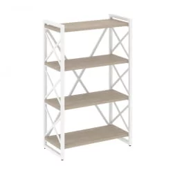 Стеллаж на регулируемых опорах - 4 полки LOFT VR.L-MST.O-4.8 Металл белый Дуб Аттик