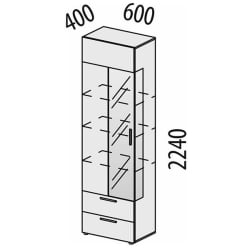 Шкаф-витрина (лев/прав) Джерси 602.06