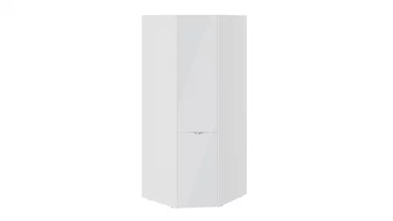 Угловой гардеробный шкаф Глосс СМ-319.07.311 Белый глянец/Стекло