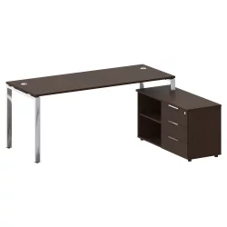 Стол рабочий руководителя с опорной тумбой левый METAL SYSTEM DIRECT БГ.СРТ-5.7 Пр Венге Цаво