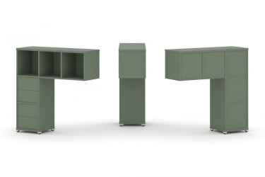 Надставка на стол низкая односторонняя + задняя стенка (5шт.) + блок с 2-мя ящиками (2шт.) CONCEPT CN.ONN-003 Кобо Белый металл