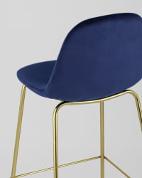 Стул барный Валенсия Синий с золотыми ножками