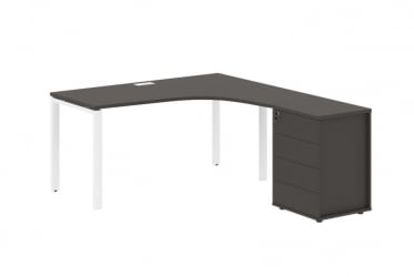 Стол эргономичный с тумбой правый EDIS EUCET 1518 R Мокко Белый