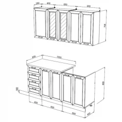 Кухонный гарнитур Агава 1,6 м Белый/Трюфель