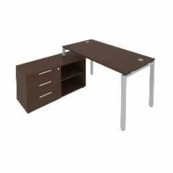 Рабочая станция на П-образном м/к с опорной тумбой левая Metal System Б.РС-СТС-2.3 Л Венге/Серый