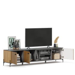 Тумба ТВ 2000 Элиот ЛД 414.010.000 Оникс Серый/Орех фактурный