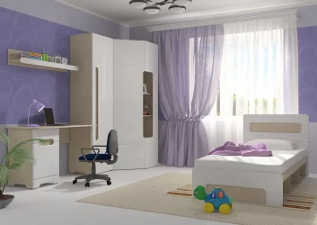 Тумбочка для детской Палермо Юниор 06 Ясень шимо светлый Белый глянец