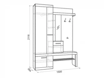 Прихожая Алекс PR-0028 Дуб сонома Скала
