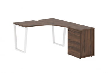 Стол эргономичный с тумбой правый EDIS EVCET 1318 R Дуб Денвер темный Белый