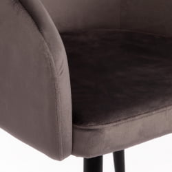 Кресло LA FONTAIN (mod. 004) вельвет/металл, 60 х 57 х 84 см , серый (HLR 24)/черный