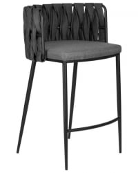 Стул барный DOBRIN AMELIA (серая ткань (F-48), темно-серый винтажный PU (MF-12)) 4 шт