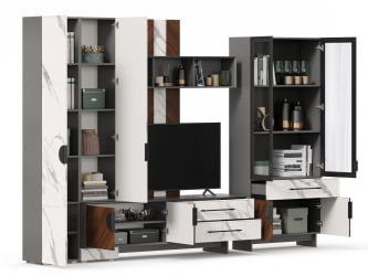 Набор мебели для гостиной Вилена №3 Оникс Серый/Орех/Монте белый