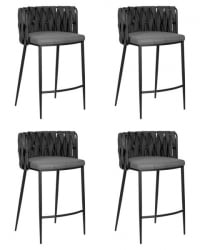 Стул барный DOBRIN AMELIA (серая ткань (F-48), темно-серый винтажный PU (MF-12)) 4 шт