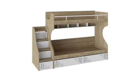 Двухъярусная кровать для девочки Оксфорд СМ-139.11.012 Ривьера Белый с рисунком