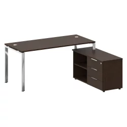 Стол рабочий руководителя с опорной тумбой METAL SYSTEM DIRECT БГ.СРТ-4.7 Пр Венге Цаво