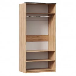 Шкаф двухстворчатый с комбинированными дверями Техно ЛД 678.130.000.001 Дуб Золотой Черный