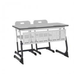 Парта двухместная регулируемая по высоте СМАРТЙ ПЛУС  с антивандальной  полиуретановой кромкой (рост 5-7) Антрацит/Белый/Серый / SMARTY PLUS