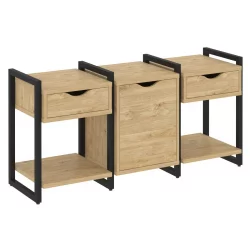 Тумба на регулируемых опорах наборная. Вариант №6 LOFT VR.L-TN-6.O Металл черный Тиквуд светлый