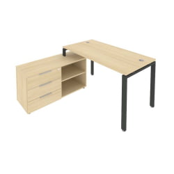 Рабочая станция на П-образном м/к с опорной тумбой левая Metal System Б.РС-СТС-2.3 Л Акация/Антрацит