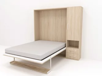 Кровать-трансформер Смарт 1 со шкафом 1400 правый Ясень шимо темный