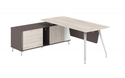 Стол руководителя на опорной тумбе левый Sirio SR.101.DN.WF.L Дуб Тоскана Вольфрам