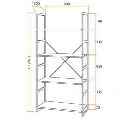 Стеллаж офисный WS-01 burnt