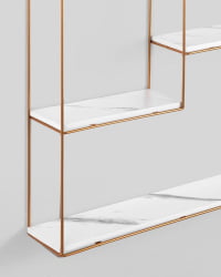 Полка Square золотая Белый мрамор