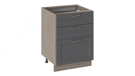 Шкаф напольный с 3-мя ящиками Одри Н3Я_72-60_3Я Дуб Сонома трюфель/Серый шелк