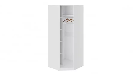 Угловой гардеробный шкаф Глосс СМ-319.07.311 Белый глянец/Стекло