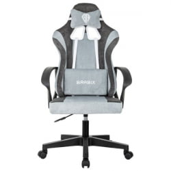 Кресло компьютерное BRABIX Forcer GM-127, 2 подушки, ткань, серое/светло-голубое