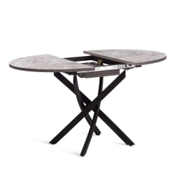 Раздвижной овальный стол MANZANA ЛДСП/HPL/металл, 100 х 100+30 х 75 см, Кварцит светлый/черный