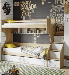 Кровать-чердак Оксфорд ТД-139.11.01 Ривьера Белый с рисунком