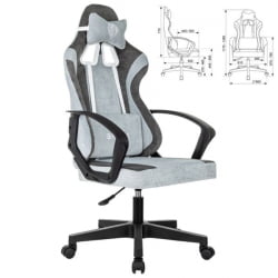 Кресло компьютерное BRABIX Forcer GM-127, 2 подушки, ткань, серое/светло-голубое
