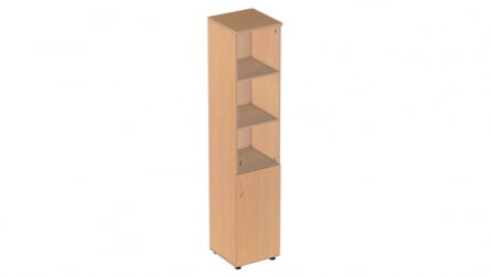 Шкаф для документов узкий с прозрачными стеклами Р.П-2СБ Крафт белый