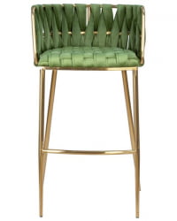 Стул барный DOBRIN EMMA GOLD (зеленый велюр (VF-08)) 4 шт