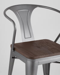 Стул ТОЛИКС АРМ ВООД с подлокотниками Серебристый / TOLIX ARM WOOD