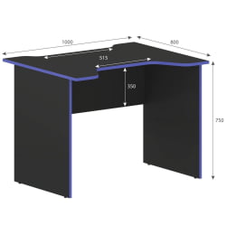 Компьютерный стол с надстройкой SKILLL SKL 100CA антрацит/синий