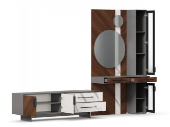 Набор мебели для гостиной Вилена №7 Серый/Орех/Монте белый