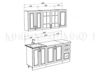 Кухонный гарнитур Констанция 1,8 компановка №3 Белый/Джинс