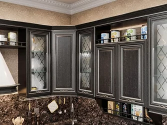 Кухонный гарнитур угловой Италия №07 Черный Дуб темный