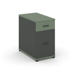 Тумба опорная/приставная с ящиком и распашным фасадом CONCEPT CN.TGO-005 B/W Кобо Антрацит