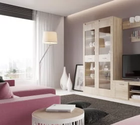 Шкаф для гостиной со стеклянными дверьми Элана (В) Дуб сонома