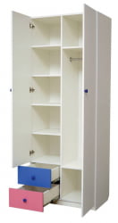 Шкаф 2-х дверный комбинированный с ящиками Радуга Белый/Оранжевый/Лайм