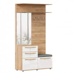 Прихожая в коридор современная Марта-2 №02 Дуб золотой Белый глянец