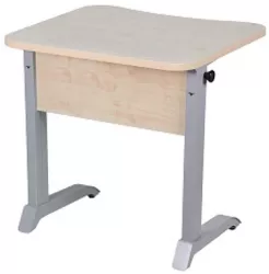 Парта одноместная эргономичная рост 6 Белая ЛДСП/Серая кромка/Металл Серый