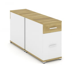 Тумба двухсторонняя опорная приставная с ящиком и распашным фасадом CONCEPT CN.DTGO-005 B/W Дуб Винченцо Белый бриллиант Белый
