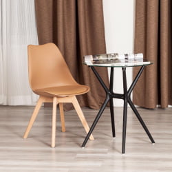 Дизайнерский стул TULIP (mod. 73-1) дерево/пластик/экокожа, 47,5x55x80 см, Бежевый (Latte)